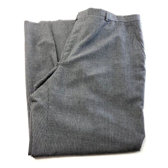 Oleg Cassini Wool 2 Button 2 Piece Suit 40S Gray Striped 38/29 Flat Front Mid Ri - Picture 3 of 10